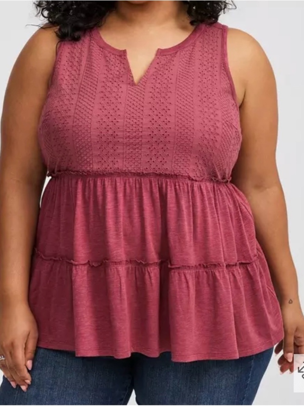Torrid Vintage Slub Notch Neck Lace Babydoll Top Size 4x (26)